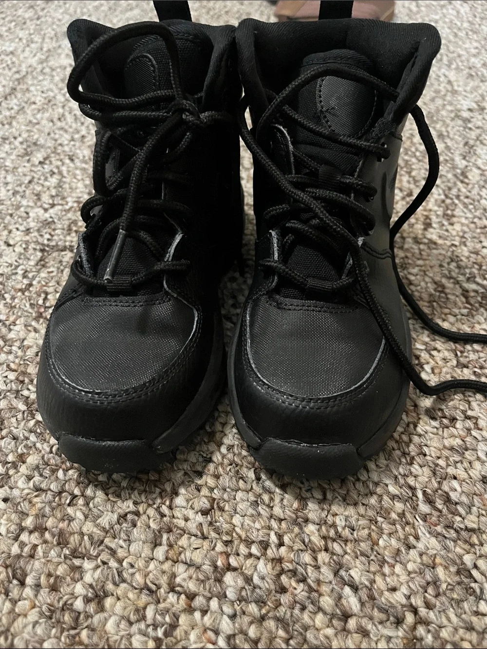 Kids Black Lace-Up Boots - Classic Youth Sneakers